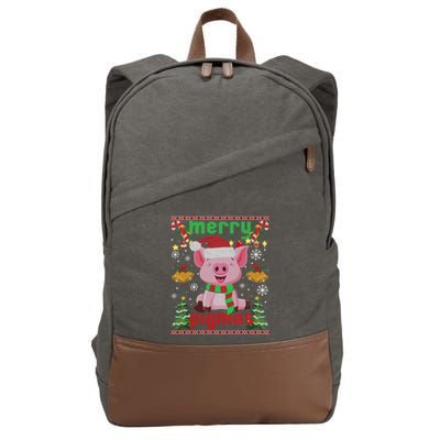 Funny Ugly Christmas Merry Pigmas Gift Cotton Canvas Backpack