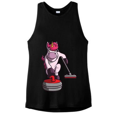 Funny Unicorn Curling Design For Men Women Curling Player Ladies PosiCharge Tri-Blend Wicking Tank