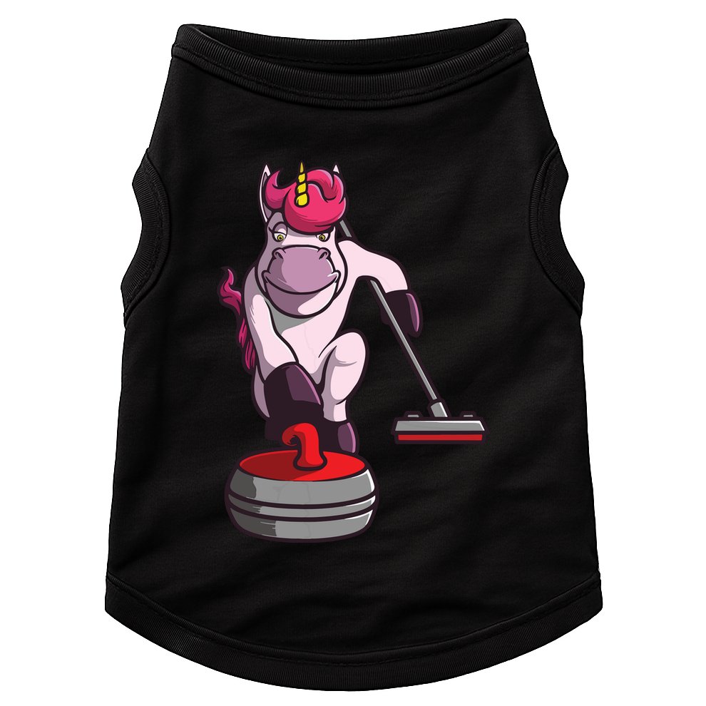 Funny Unicorn Curling Design For Men Women Curling Player Doggie Tank