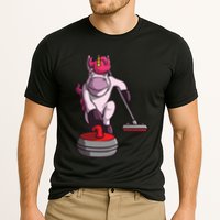 Funny Unicorn Curling Design For Men Women Curling Player Performance Shirt