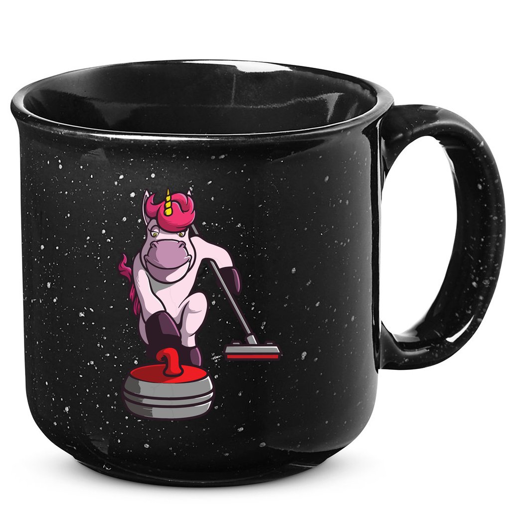 Funny Unicorn Curling Design For Men Women Curling Player 15oz Campfire Ceramic Mug
