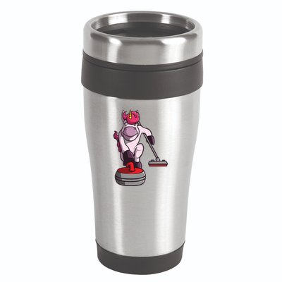 Funny Unicorn Curling Design For Men Women Curling Player 16oz Travel Tumbler