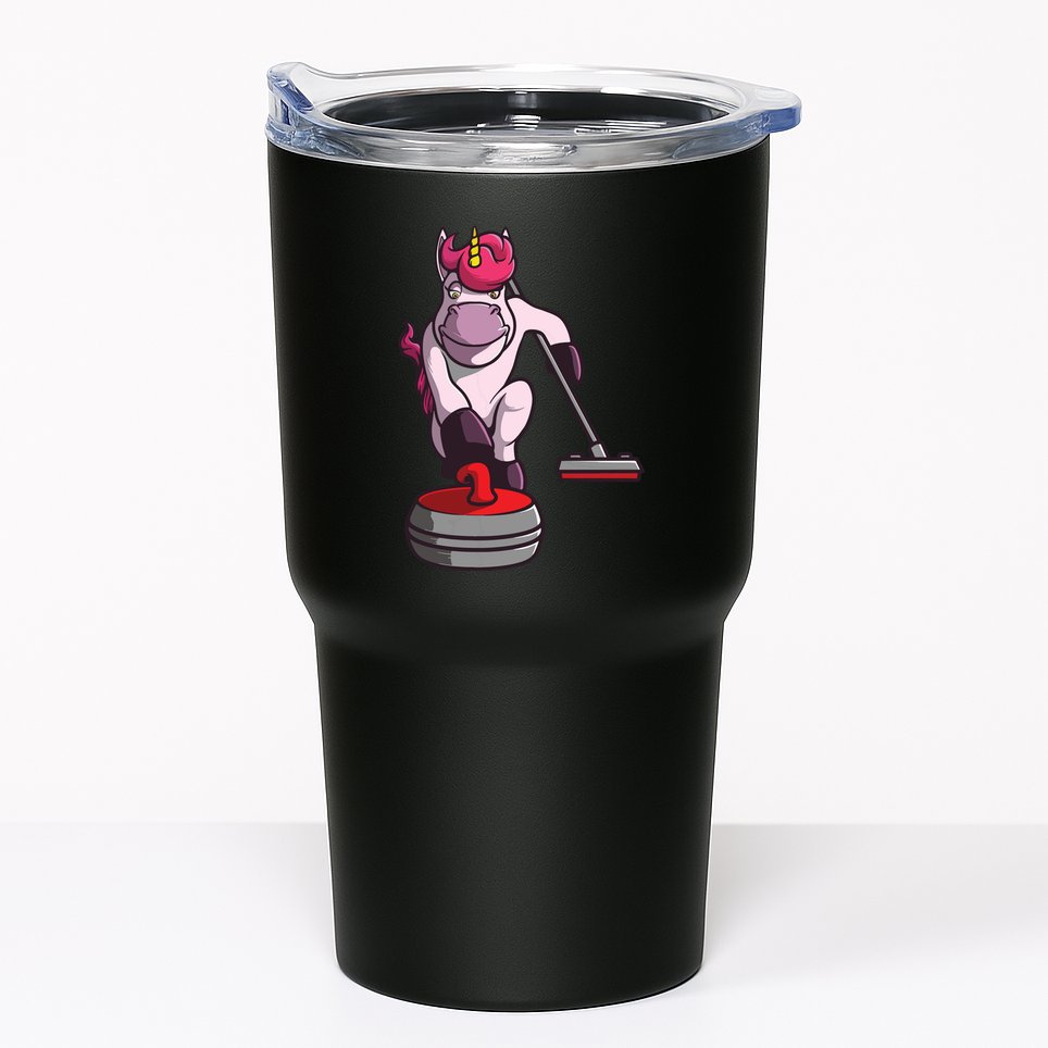 Funny Unicorn Curling Design For Men Women Curling Player Tumbler