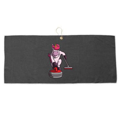 Funny Unicorn Curling Design For Men Women Curling Player Large Microfiber Waffle Golf Towel