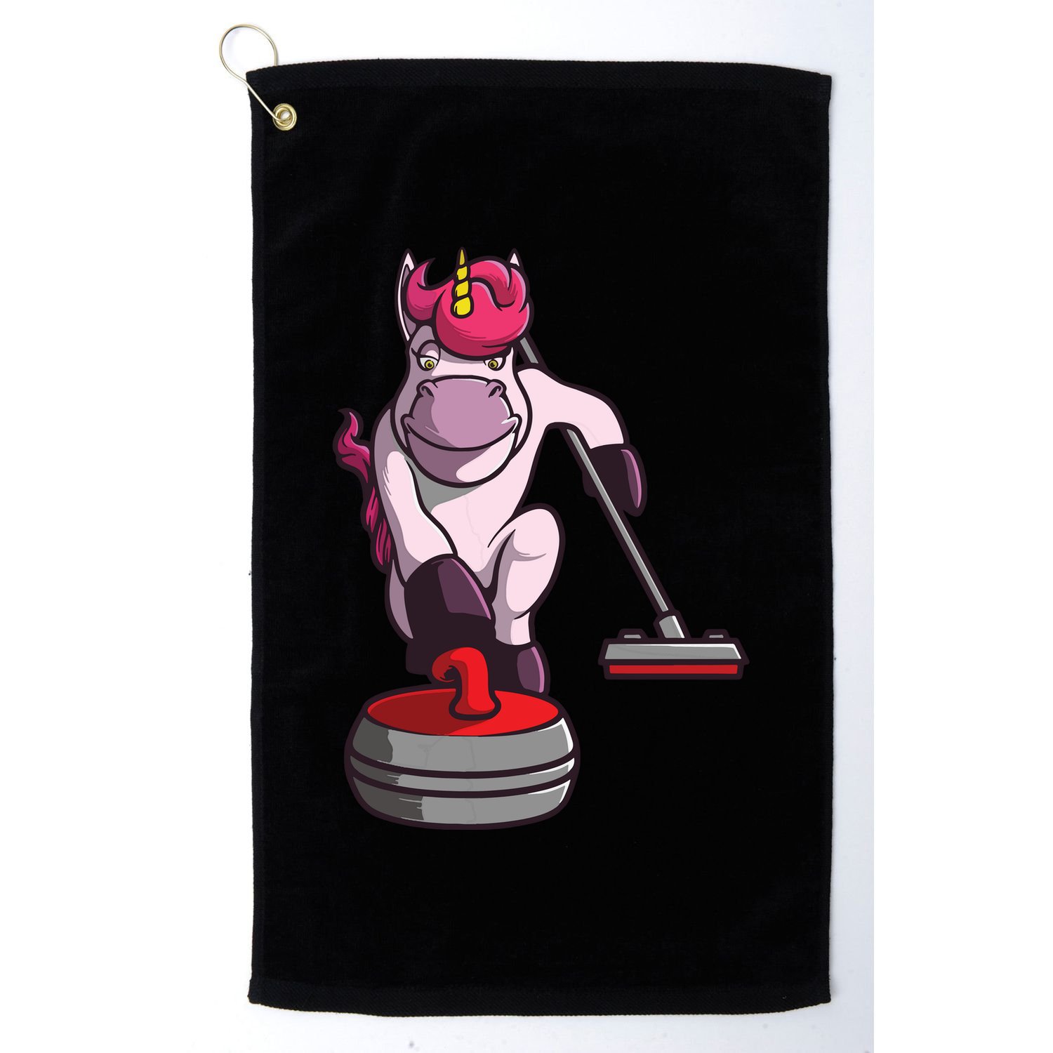 Funny Unicorn Curling Design For Men Women Curling Player Golf Towel