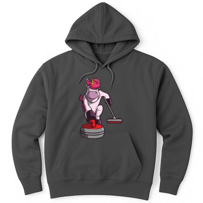 Funny Unicorn Curling Design For Men Women Curling Player Hoodie