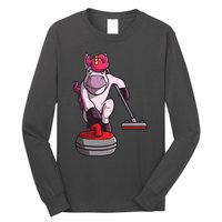 Funny Unicorn Curling Design For Men Women Curling Player Long Sleeve Shirt