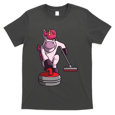 Funny Unicorn Curling Design For Men Women Curling Player T-Shirt