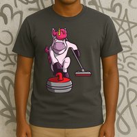Funny Unicorn Curling Design For Men Women Curling Player T-Shirt