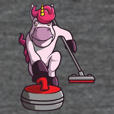 Funny Unicorn Curling Design For Men Women Curling Player T-Shirt