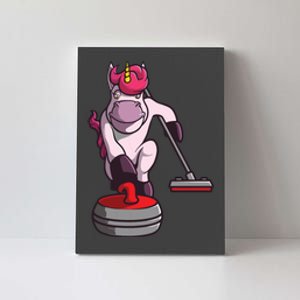 Funny Unicorn Curling Design For Men Women Curling Player Canvas