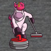 Funny Unicorn Curling Design For Men Women Curling Player Flatbill Hat