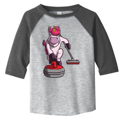 Funny Unicorn Curling Design For Men Women Curling Player Toddler Fine Jersey T-Shirt