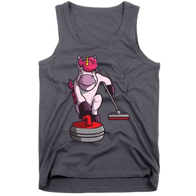 Funny Unicorn Curling Design For Men Women Curling Player Tank Top