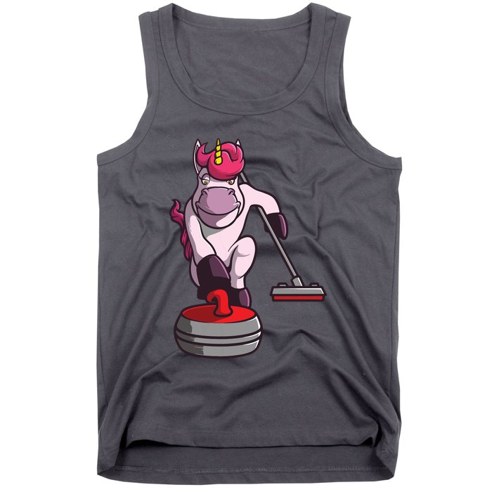 Funny Unicorn Curling Design For Men Women Curling Player Tank Top