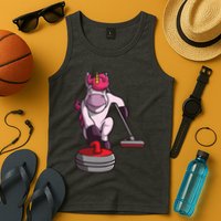 Funny Unicorn Curling Design For Men Women Curling Player Tank Top