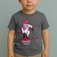 Funny Unicorn Curling Design For Men Women Curling Player Toddler T-Shirt
