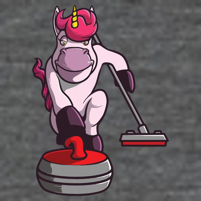 Funny Unicorn Curling Design For Men Women Curling Player Toddler T-Shirt