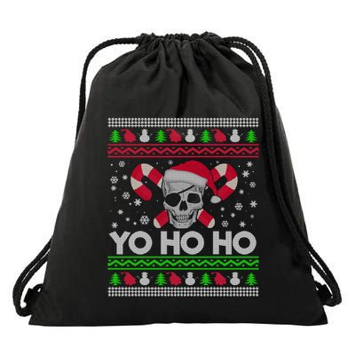 Funny Ugly Christmas Santa Pirate Yo Ho Ho Gift Drawstring Bag