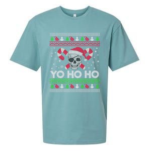 Funny Ugly Christmas Santa Pirate Yo Ho Ho Gift Sueded Cloud Jersey T-Shirt