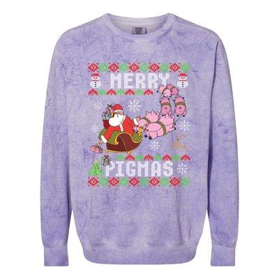 Funny Ugly Christmas Merry Pigmas Gift Colorblast Crewneck Sweatshirt