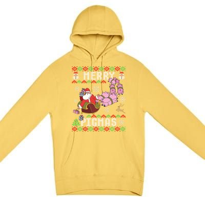 Funny Ugly Christmas Merry Pigmas Gift Premium Pullover Hoodie