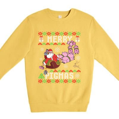 Funny Ugly Christmas Merry Pigmas Gift Premium Crewneck Sweatshirt