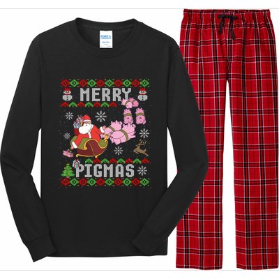 Funny Ugly Christmas Merry Pigmas Gift Long Sleeve Pajama Set