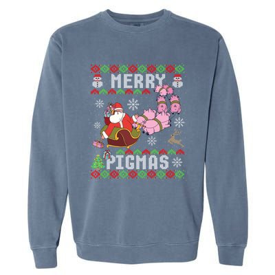 Funny Ugly Christmas Merry Pigmas Gift Garment-Dyed Sweatshirt