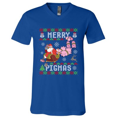 Funny Ugly Christmas Merry Pigmas Gift V-Neck T-Shirt