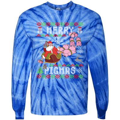 Funny Ugly Christmas Merry Pigmas Gift Tie-Dye Long Sleeve Shirt