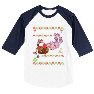 Funny Ugly Christmas Merry Pigmas Gift Baseball Sleeve Shirt