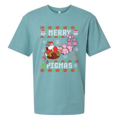 Funny Ugly Christmas Merry Pigmas Gift Sueded Cloud Jersey T-Shirt