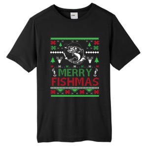 Fishing Ugly Christmas Bass Fish Merry Fishmas Gift Tall Fusion ChromaSoft Performance T-Shirt