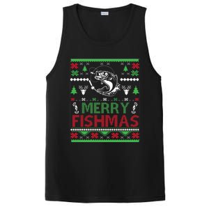 Fishing Ugly Christmas Bass Fish Merry Fishmas Gift PosiCharge Competitor Tank