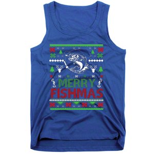 Fishing Ugly Christmas Bass Fish Merry Fishmas Gift Tank Top