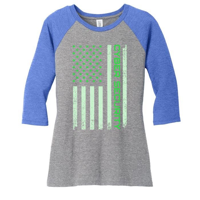 Funny Usa Cyber Security Art For Anti Malware Geek Gift Women's Tri-Blend 3/4-Sleeve Raglan Shirt