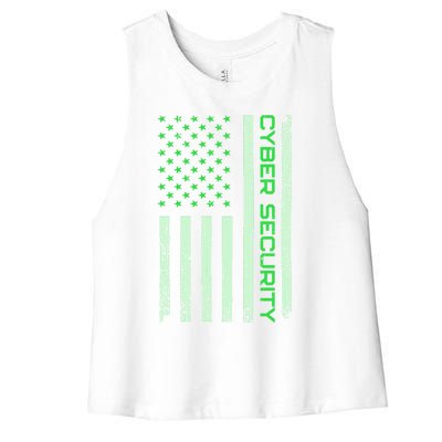 Funny Usa Cyber Security Art For Anti Malware Geek Gift Women's Racerback Cropped Tank