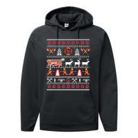 Firefighter Ugly Christmas Sweater Fireman Fire Department Performance Fleece Hoodie