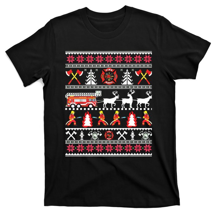 Firefighter Ugly Christmas Sweater Fireman Fire Department T-Shirt