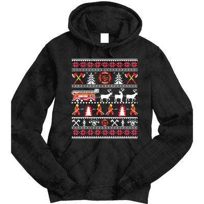 Firefighter Ugly Christmas Sweater Fireman Fire Department Tie Dye Hoodie