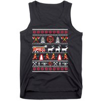 Firefighter Ugly Christmas Sweater Fireman Fire Department Tank Top