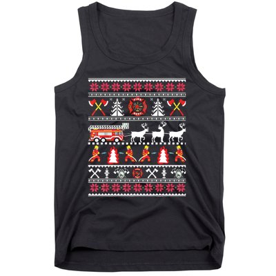 Firefighter Ugly Christmas Sweater Fireman Fire Department Tank Top