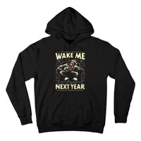 Funny Ugly Christmas Sweater Santa Wake Me Next Year Hoodie