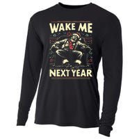 Funny Ugly Christmas Sweater Santa Wake Me Next Year Cooling Performance Long Sleeve Crew