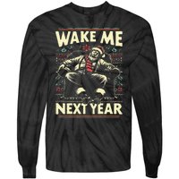 Funny Ugly Christmas Sweater Santa Wake Me Next Year Tie-Dye Long Sleeve Shirt