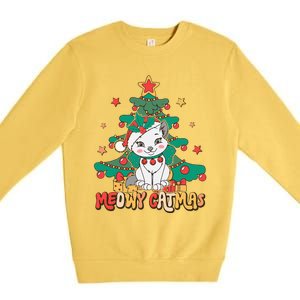 Funny Ugly Christmas Sweater Meowy Catmas Merry Catmas  Premium Crewneck Sweatshirt