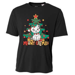 Funny Ugly Christmas Sweater Meowy Catmas Merry Catmas  Cooling Performance Crew T-Shirt