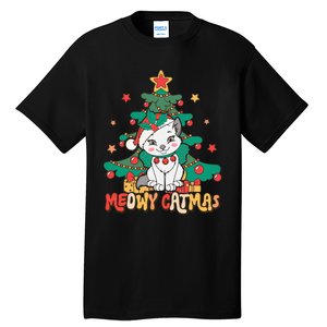 Funny Ugly Christmas Sweater Meowy Catmas Merry Catmas  Tall T-Shirt