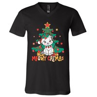 Funny Ugly Christmas Sweater Meowy Catmas Merry Catmas  V-Neck T-Shirt